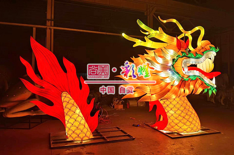 端午龍舟龍頭、龍尾側(cè)面亮燈效果